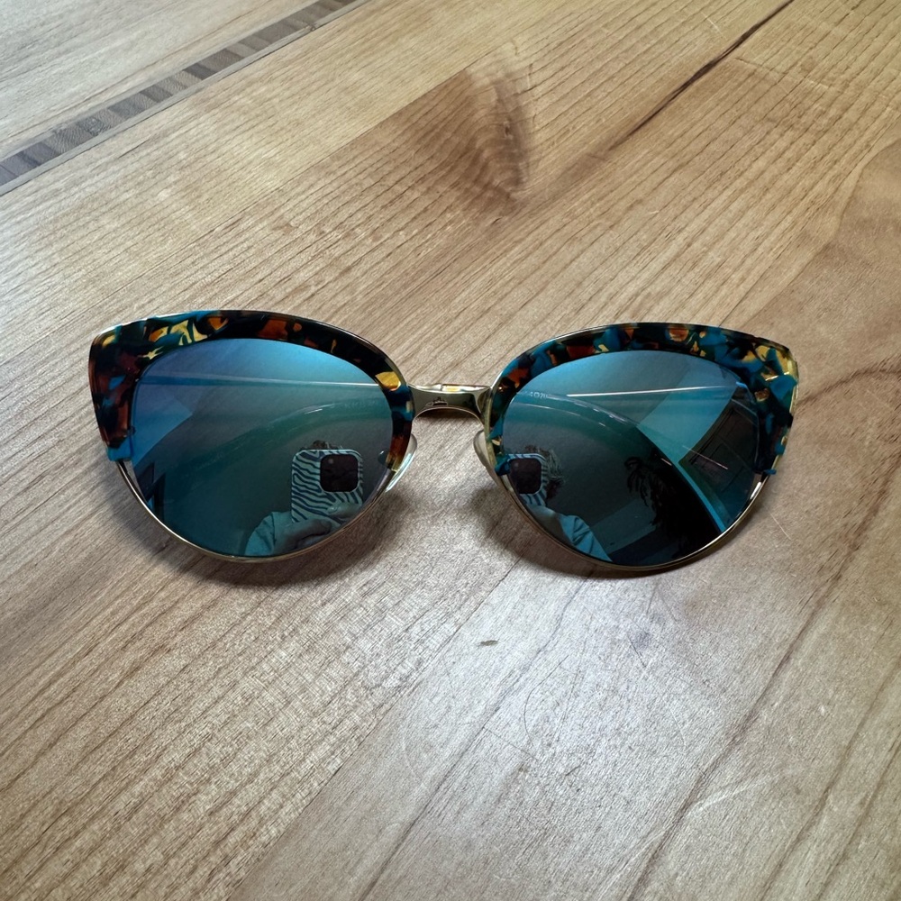 KREWE Tortoise Shell Sunglasses with Blue Lenses